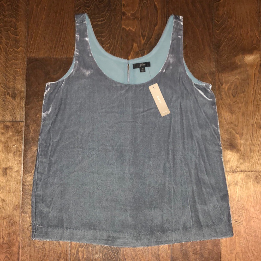 NWT J. Crew grey/silver velvet top. Size 4